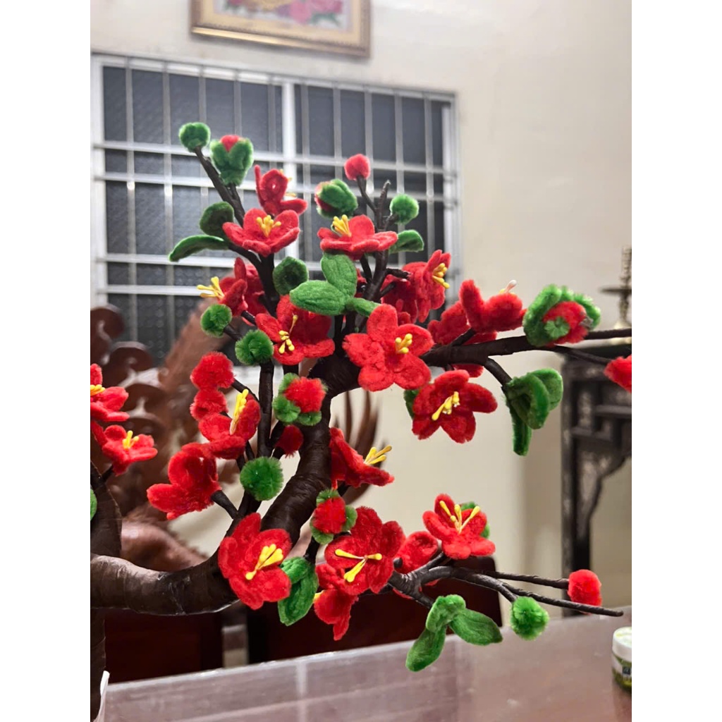 Chậu hoa đào bonsai kẽm nhung