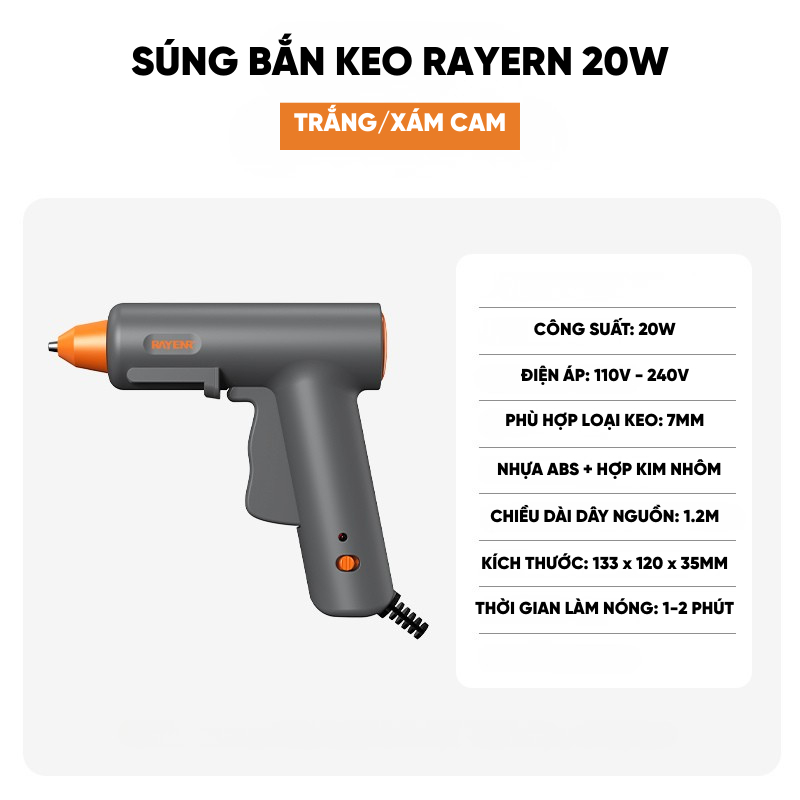Máy Bắn Keo Nến Silicon RAYENR, Súng Bắn Keo Nóng Chảy Công Suất 20W Phù Hợp Thủ Công DIY SBK002