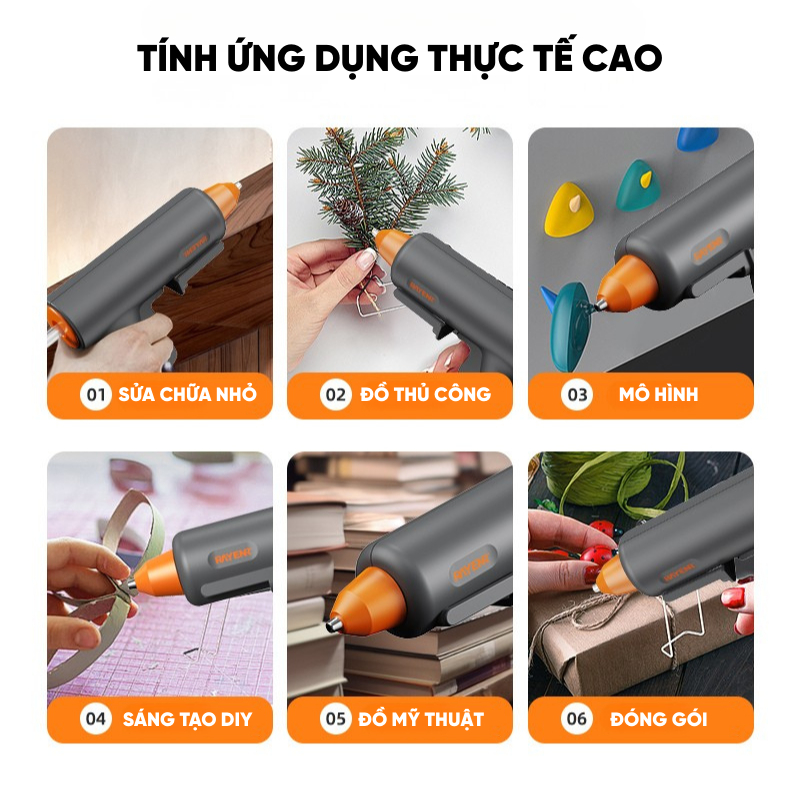 Máy Bắn Keo Nến Silicon RAYENR, Súng Bắn Keo Nóng Chảy Công Suất 20W Phù Hợp Thủ Công DIY SBK002