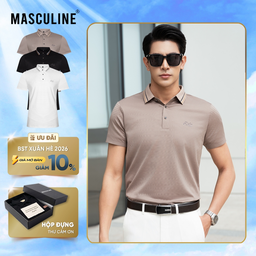 Áo polo nam cao cấp MASCULINE MPL503 Thiết Kế Hiện Đại dáng slim fit chống nhăn co giãn tốt bền màu