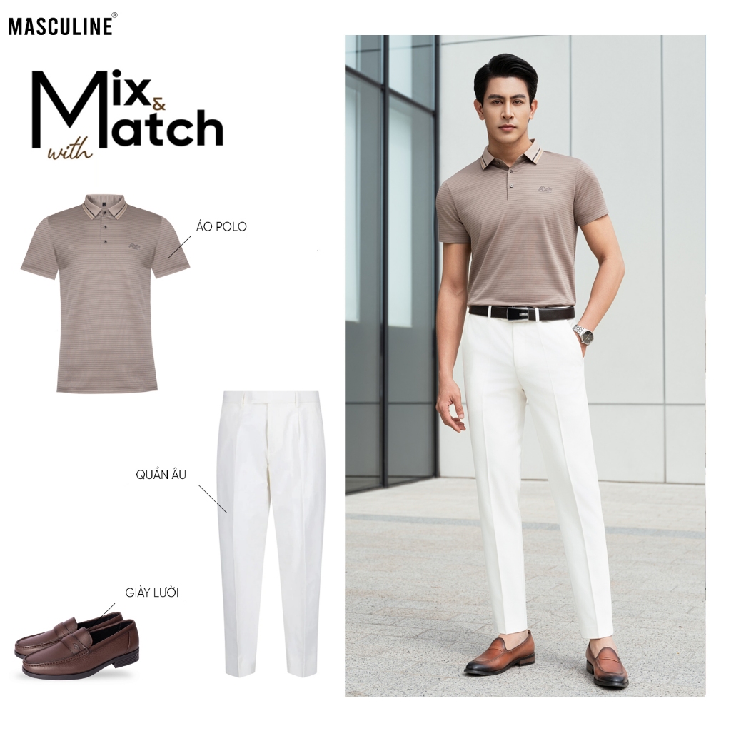 Áo polo nam cao cấp MASCULINE MPL503 Thiết Kế Hiện Đại dáng slim fit chống nhăn co giãn tốt bền màu