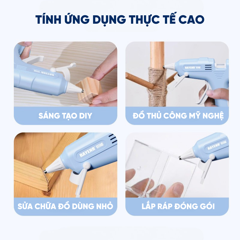 Máy Bắn Keo Nến Dùng Pin Sạc RAYENR, Súng Bắn Keo Silicon Nóng Chảy Không Dây Công Suất 20W SBK003