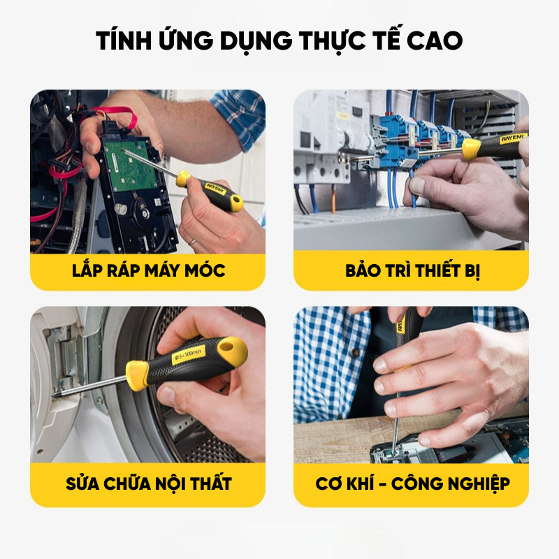 Tua Vít Sửa Chữa RAYENR, Tuốc Nơ Vít 2 Cạnh, 4 Cạnh, Tô Vít Từ Tính Mạnh Dùng Cho Gia Đình Và Công Nghiệp TV002