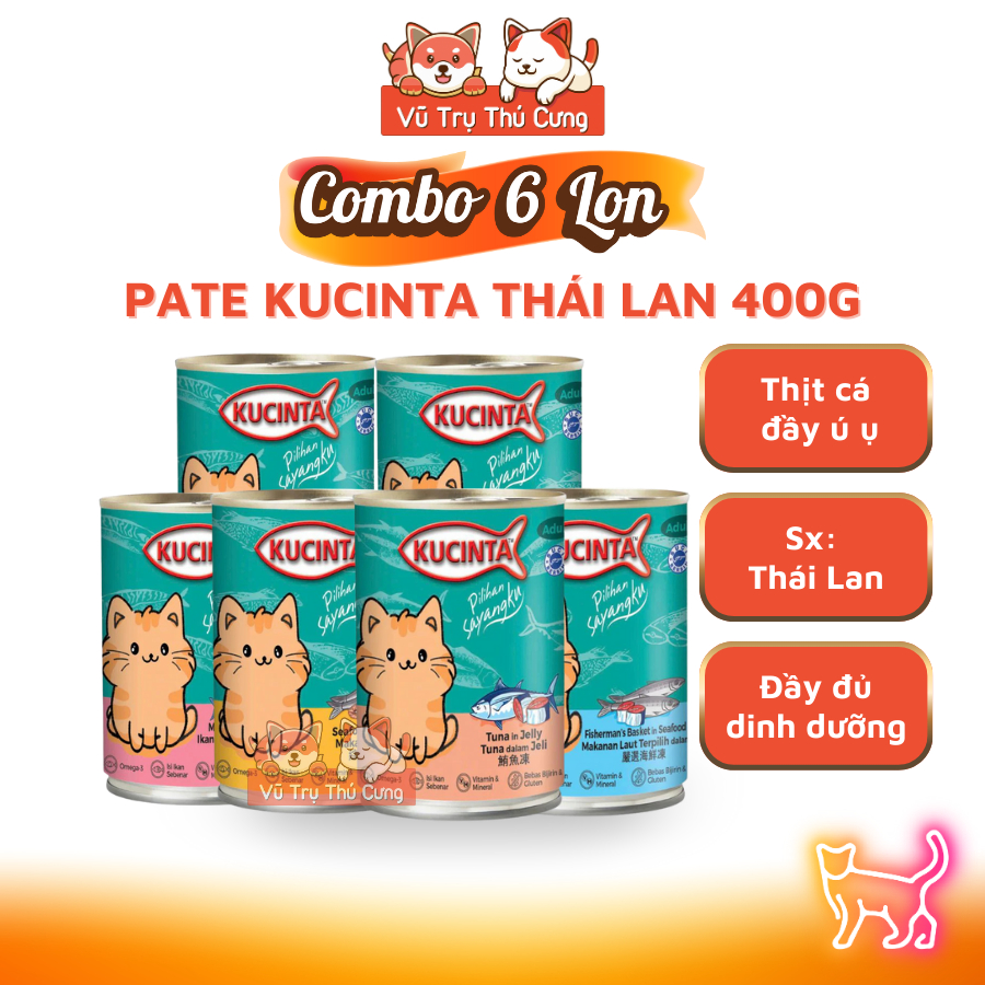 Combo 6 Lon Pate Kucinta Cho Mèo 400g