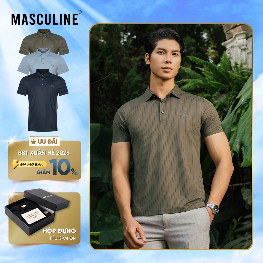 Áo polo nam cao cấp MASCULINE MPL504 Thiết kế hiện đại  dáng slim fit co giãn tốt bền màu