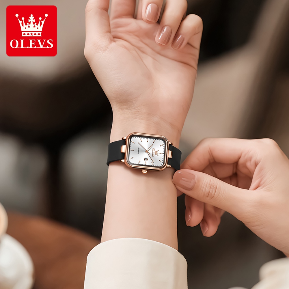 OLEVS Đồng hồ Nữ Thạch anh Dây đeo đồng hồ bằng cao su tự nhiên Đơn giản Quà chống thấm nước 7089