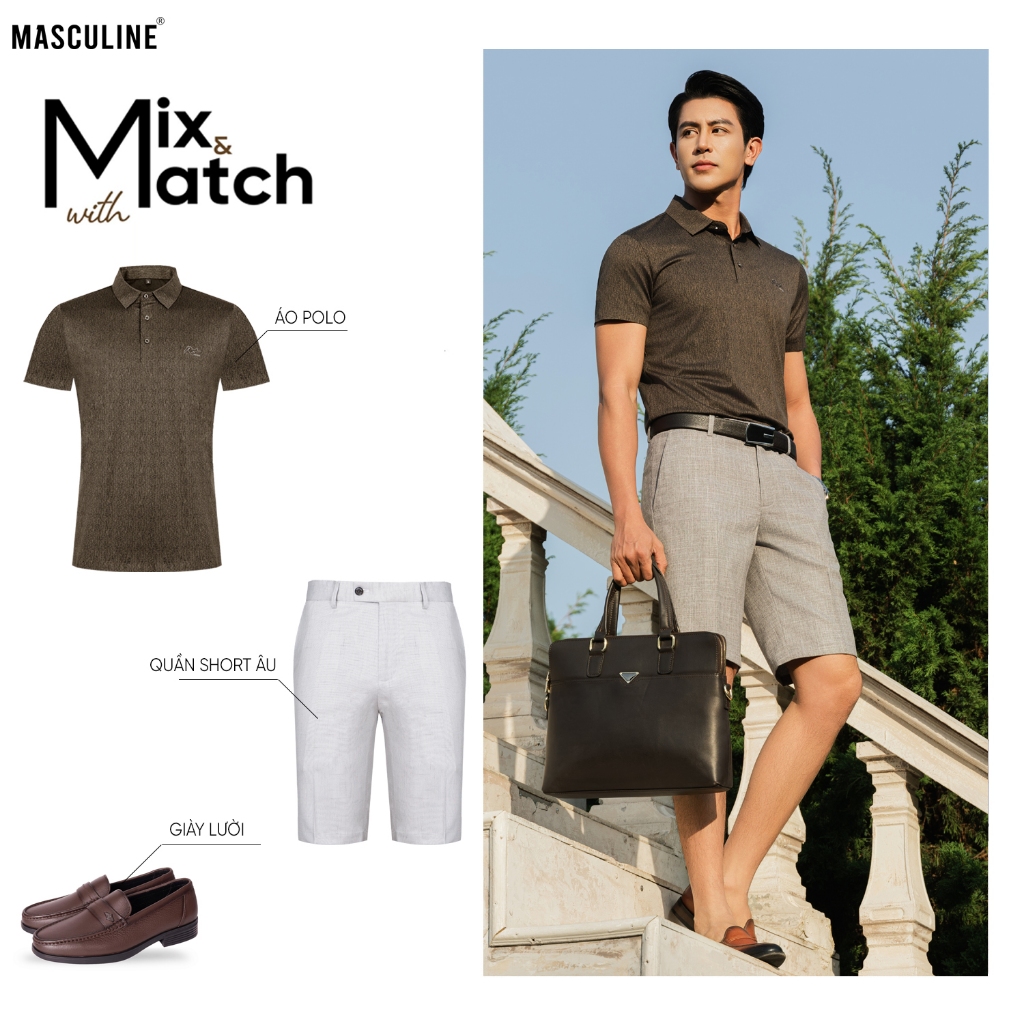 Áo polo nam cao cấp MASCULINE MPL506 Thành phần sợi tơ tằm mềm mại kiểu dáng Slim fit hiện đại