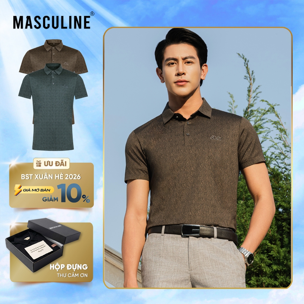 Áo polo nam cao cấp MASCULINE MPL506 Thành phần sợi tơ tằm mềm mại kiểu dáng Slim fit hiện đại