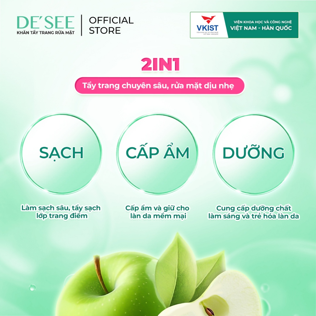 Khăn tẩy trang rửa mặt 2 IN 1 Dr.Papie chiết xuất Kombucha dành cho mẹ bầu và mẹ đang cho con bú (10c/túi)
