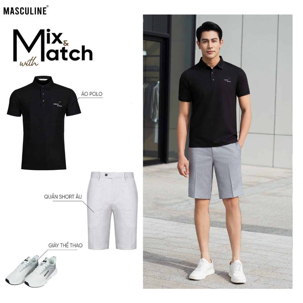 Áo polo nam cao cấp MASCULINE MPL507 Chất liệu sợi tơ tằm mềm mại co giãn bền màu Form Slim Fit