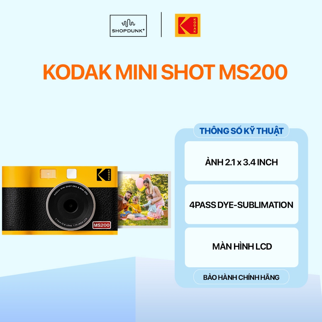 May Ảnh Lấy Ngay KODAK MINI SHOT MS200 Kết nối Bluetooth | 2.1x3.4 inch ...