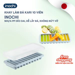 Khay đá Kari Inochi vỉ 10 thanh có nắp đậy, nhựa nguyên sinh chất lượng Nhật Bản cao cấp, không mùi, an toàn sức khỏe