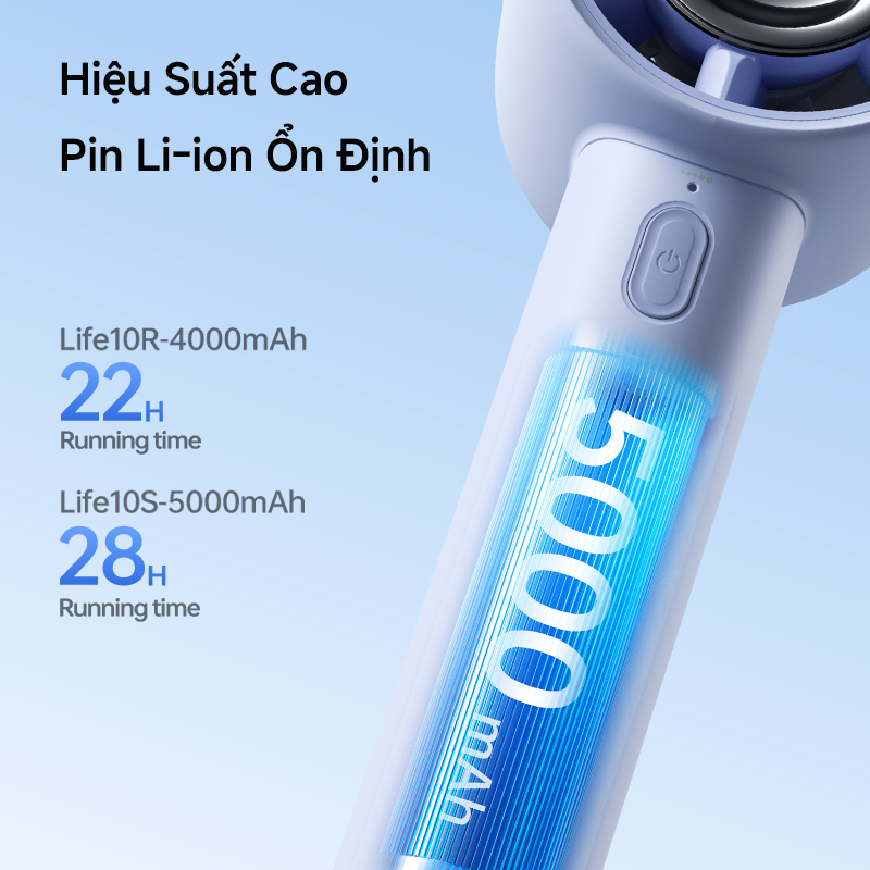 Quạt cầm tay JisuLife 10/10s Mini Dùng 28H Siêu Nhẹ Siêu Nhẹ Gió Mạnh, Cho Học Sinh, Thể Thao, Du Lịch