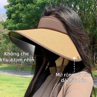 Mũ cỏ vành rộng, chống nắng hiệu quả + khăn choàng tháo rời, dễ dàng gấp lại mang theo, cực kỳ đẹp!