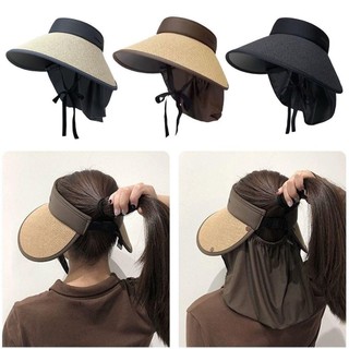 Mũ cỏ vành rộng, chống nắng hiệu quả + khăn choàng tháo rời, dễ dàng gấp lại mang theo, cực kỳ đẹp!