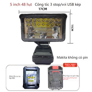 Phù Hợp Pin Makita  Đèn Khẩn Cấp Công Việc Dùng Pin Lithium Chống Nước Chống Bụi Đèn Sáng Cao Cổng Sạc USB3.0 Đôi