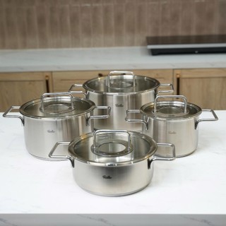 HCM Bộ nồi FISSLER Pure Collection 4 món vung kính made in Germany chất liệu thép không gỉ18/10 cao cấp GermanySnT 70171