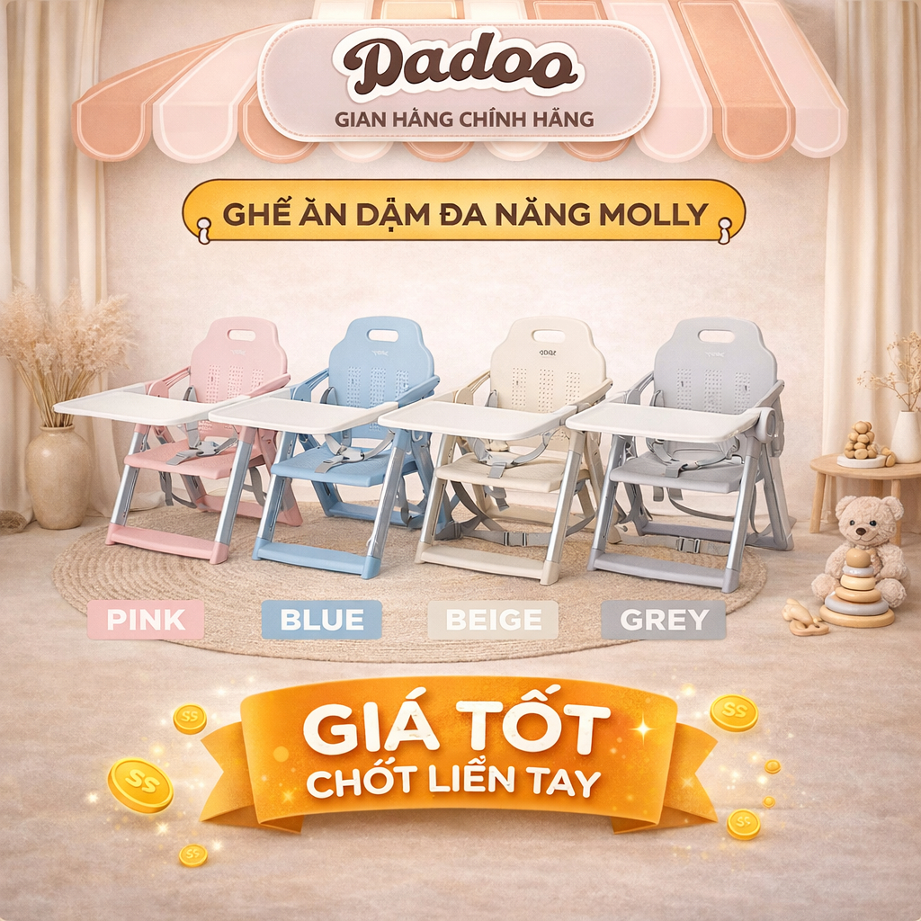 [Dadoo X Tobe] Ghế Ăn Dặm Đa Năng Tobé Molly Gấp Gọn Có Khay Ăn Tháo ...