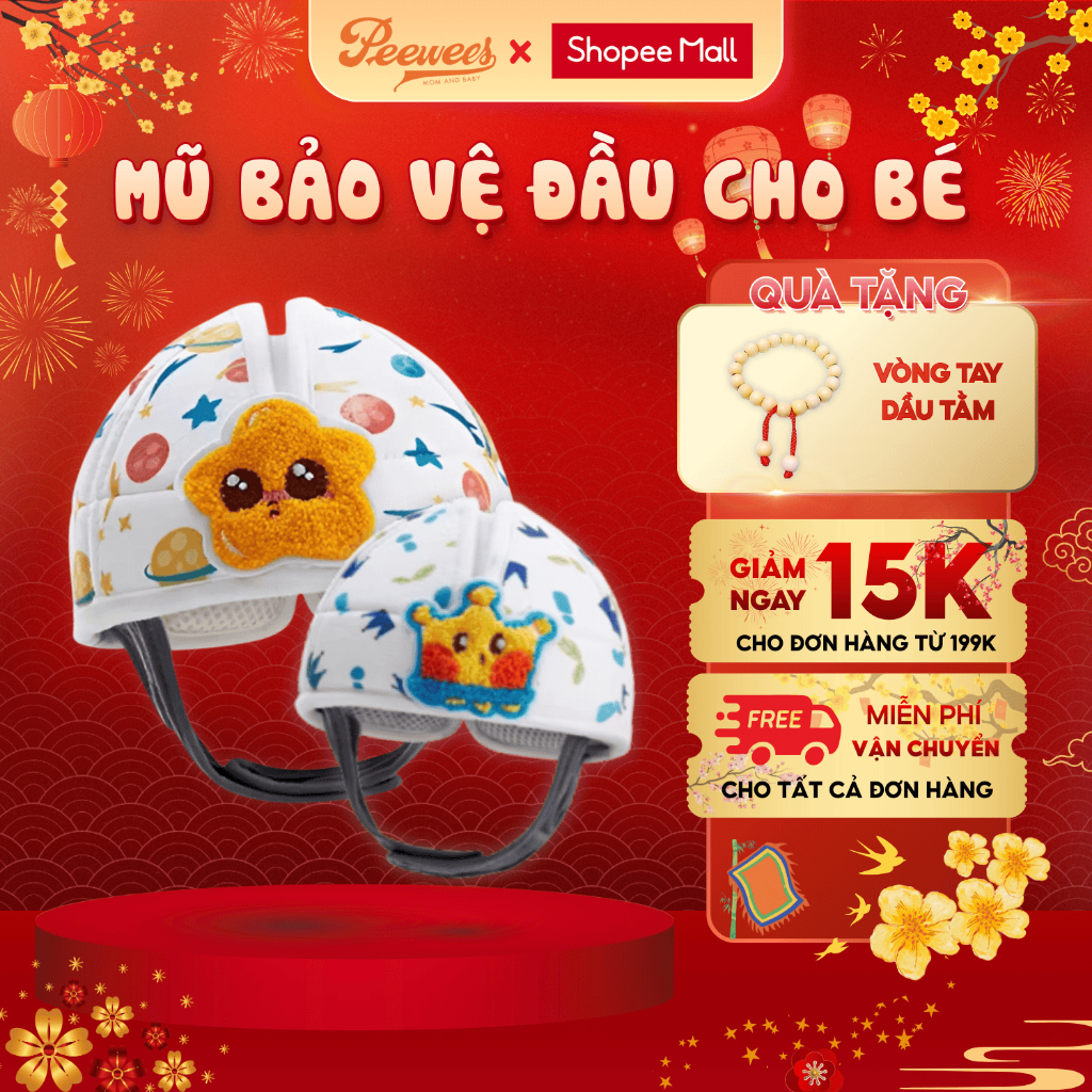 Mũ Bảo Hiểm Cho Bé Tập Đi Peewees Siêu Nhẹ, Giúp Giảm Chấn, Bảo Vệ Đầu Toàn Diện Cho Bé Từ 3 - 36 Tháng Tuổi