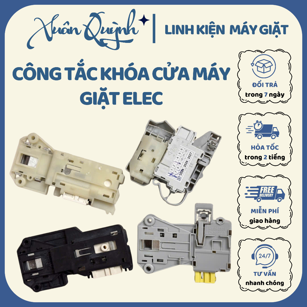 Công tắc khóa cửa máy giặt ELEC chính hãng – linh kiện sửa chữa, dễ thay thế