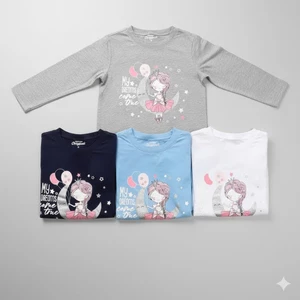 Áo Thun Dài Tay Bé Gái Cotton Mềm Mịn – Họa Tiết Công Chúa Dễ Thương