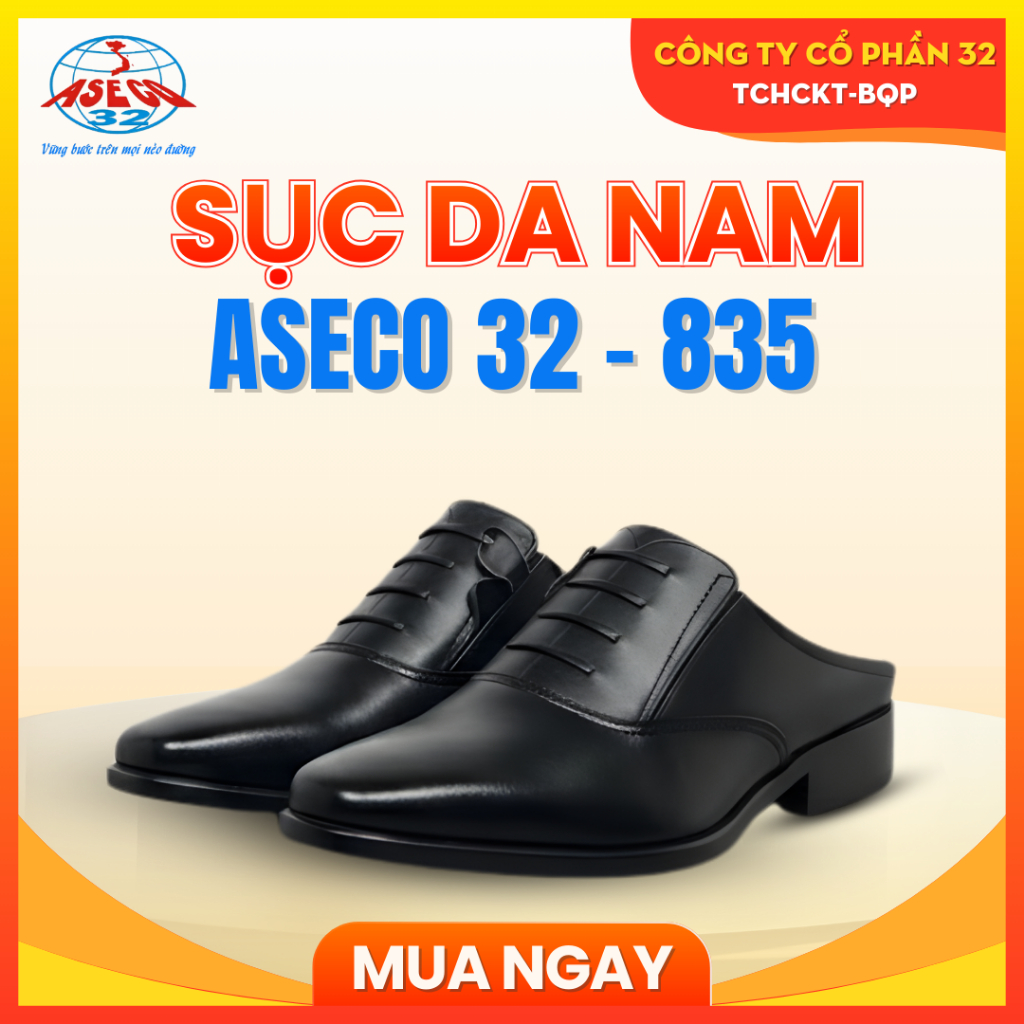 Sục Da Nam ASECO 32 - 835 Cao Cấp, Da Bò Nappa Mềm Mịn, Lót Da Cừu Êm Ái, Giày Công Sở Nam Sang Trọng