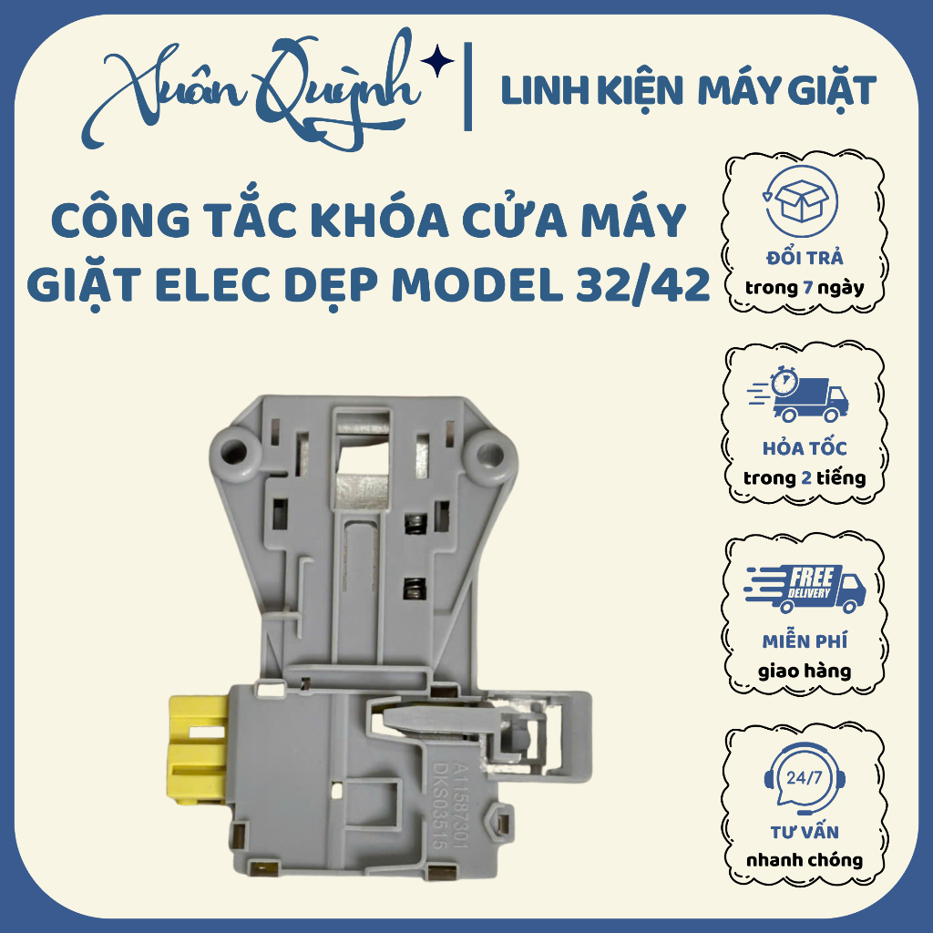 Công tắc khóa cửa máy giặt ELEC chính hãng – linh kiện sửa chữa, dễ thay thế