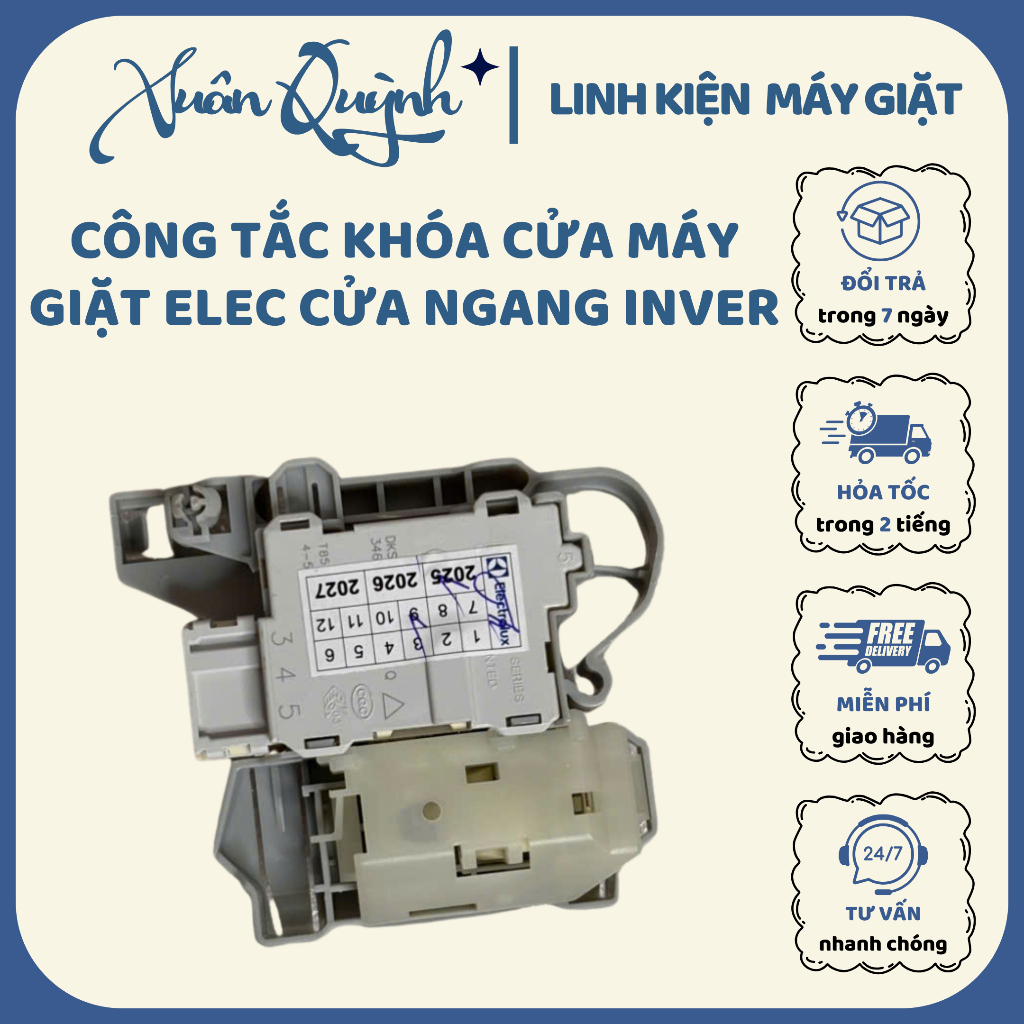 Công tắc khóa cửa máy giặt ELEC chính hãng – linh kiện sửa chữa, dễ thay thế