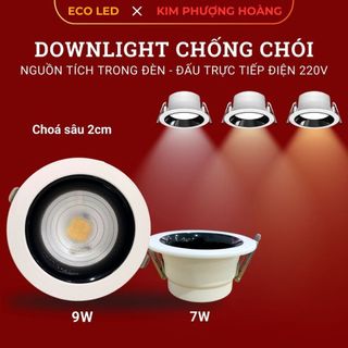 Đèn led âm trần Spotlight chống chói 7W/12W Phi 75- Đèn chiếu điểm/ đèn spotlight cao cấp 1 màu 3 màu