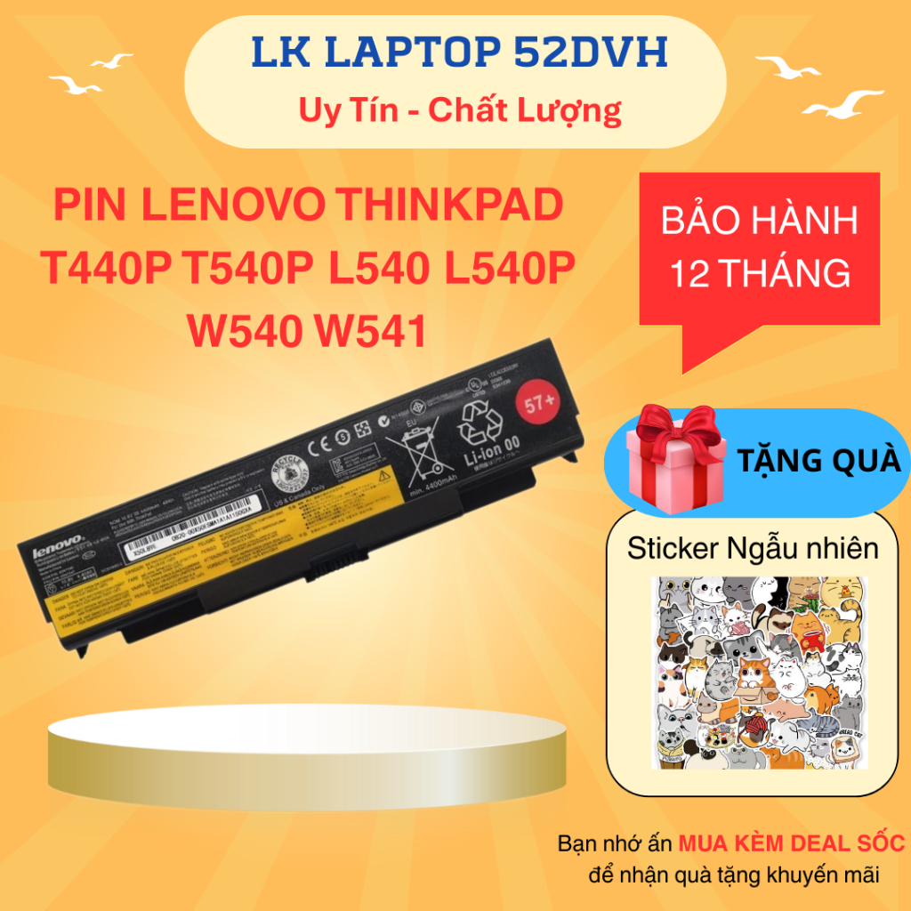 Pin Laptop Lenovo Thinkpad T440P T540P L540 L540P W540 W541 45N1148 45N1149 57+ Zin New 100%