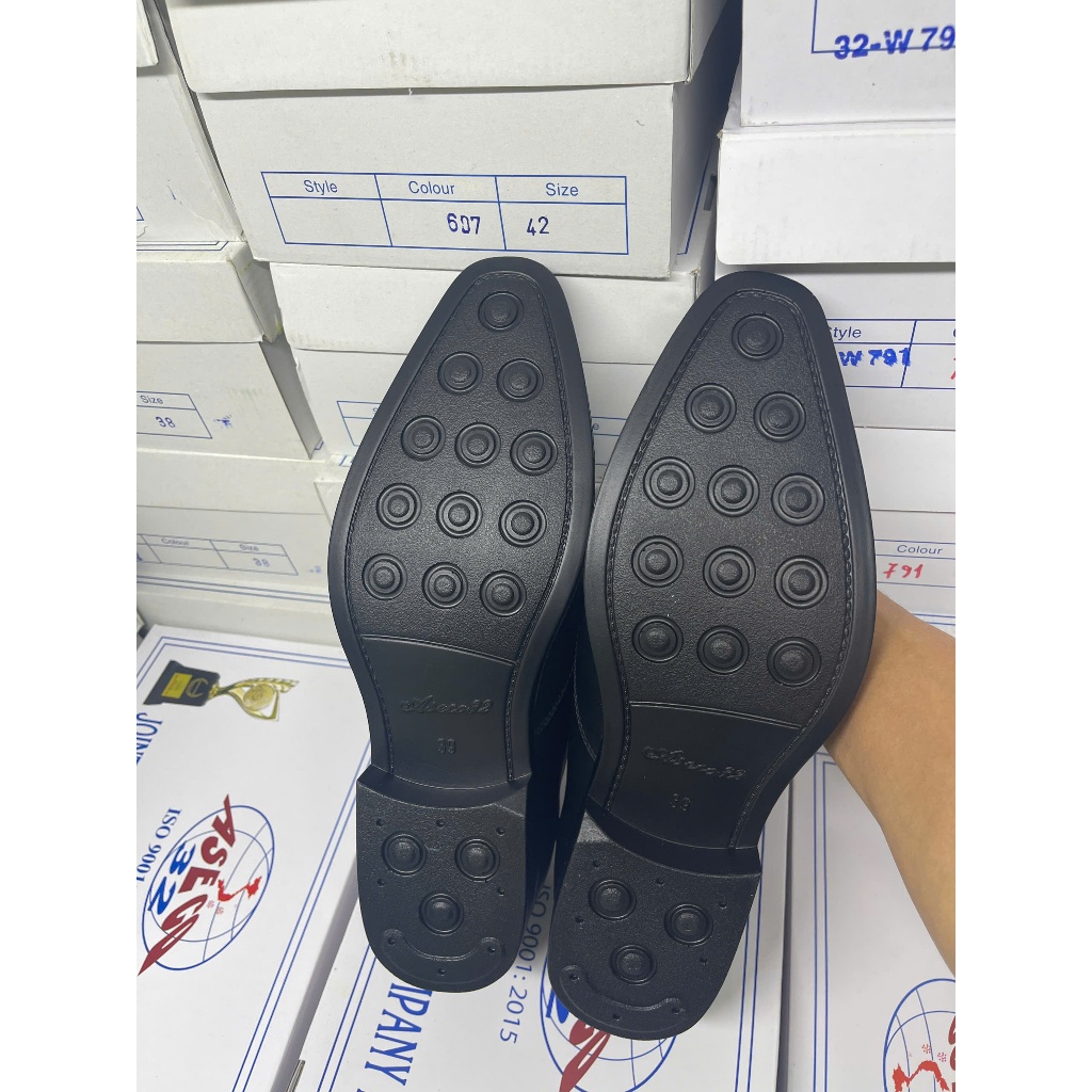 Giày Da Nam ASECO 32 - 836, Da Bò Chống Thấm, Lót Da Tự Nhiên Êm Chân, Đế PVC Ep Đúc Chắc Chắn