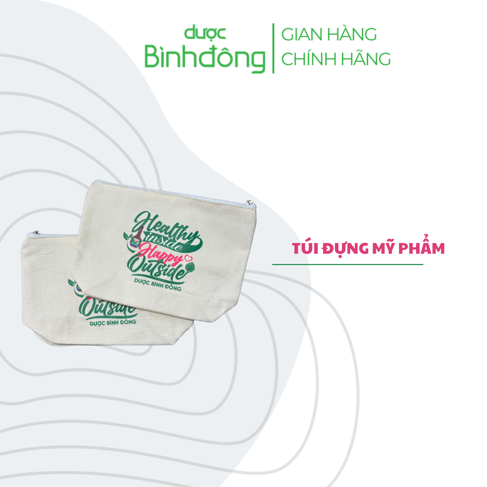 [QUÀ TẶNG KHÔNG BÁN] Túi Đựng Mỹ Phẩm Logo Dược Bình Đông – Chất Liệu Canvas, Nhỏ Gọn Tiện Lợi