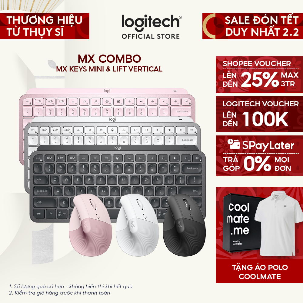 Combo Bàn phím Logitech MX Keys Mini và Chuột Logitech Lift Vertical ...