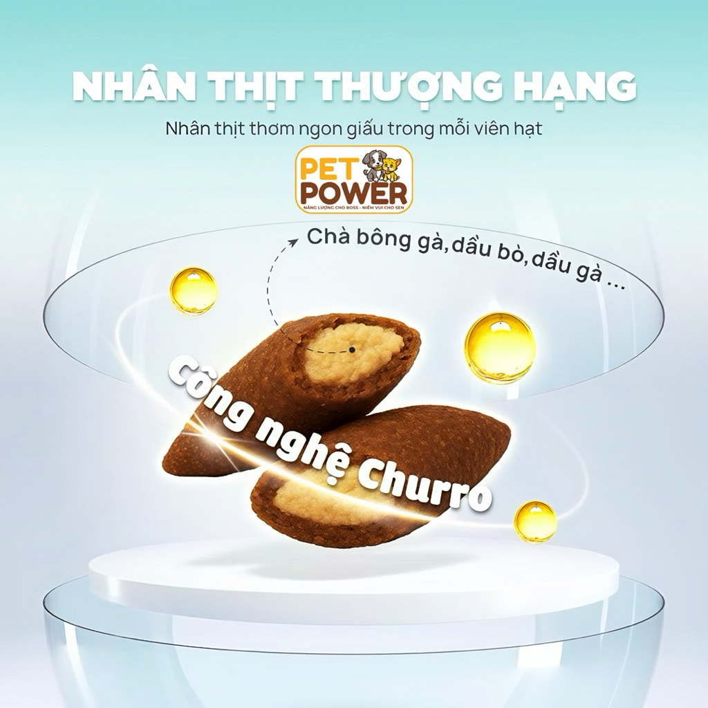 Hạt Cho Mèo PetQ Churro C90 / C90K / C90U – 90% Thịt, 40% Protein, Vỏ Giòn Nhân Mềm, Mọi Độ Tuổi