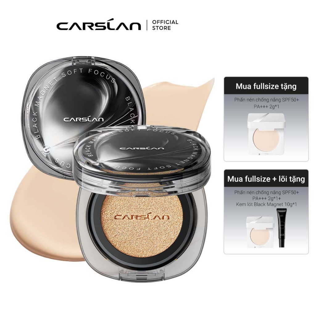 Phấn nước mỏng nhẹ, kiềm dầu, chống nước và mồ hôi 24H Carslan Black Magnet Air Cushion cho mọi loại da 13g