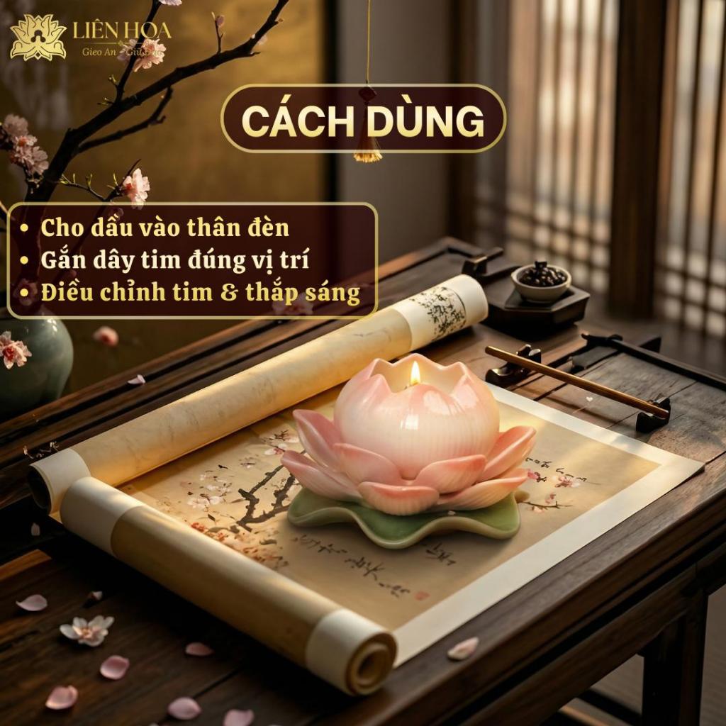 Đèn Dầu Thờ Cúng Hoa Sen Gốm Sứ Liên Hoa | Đèn Thờ Bàn Thờ Phật, Gia Tiên Trang Nghiêm