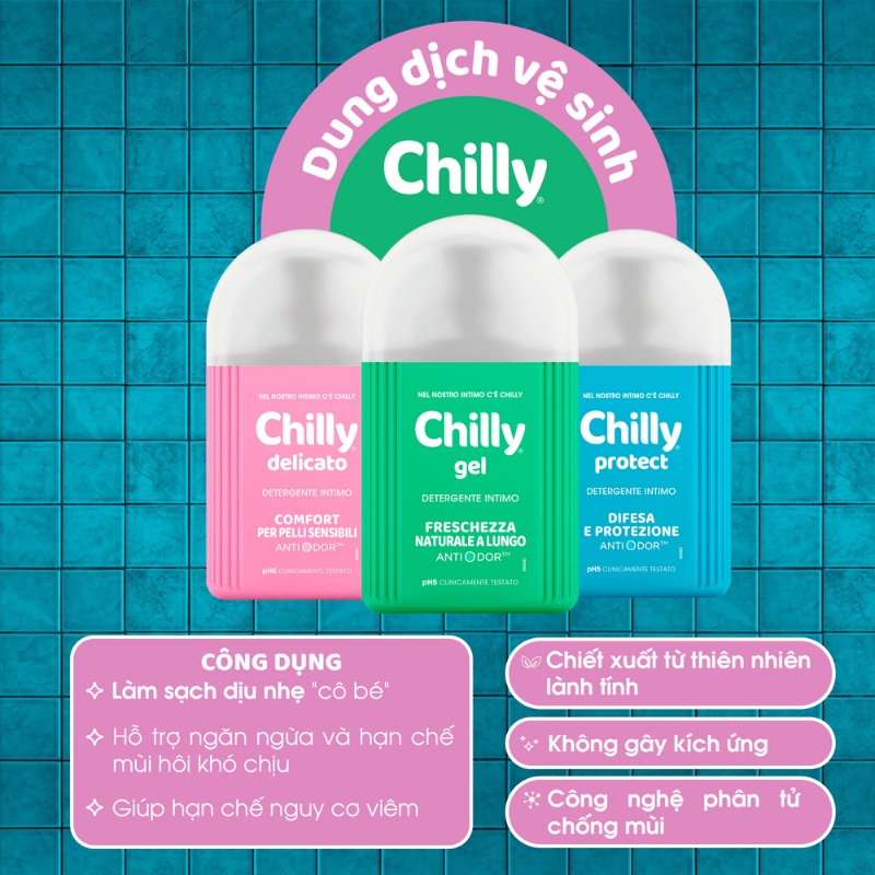 (LÁ CHẮN VỮNG VÀNG)Combo 2 dung dịch vệ sinh Chilly Protect 200ml làm sạch dịu nhẹ, chăm sóc hằng ngày