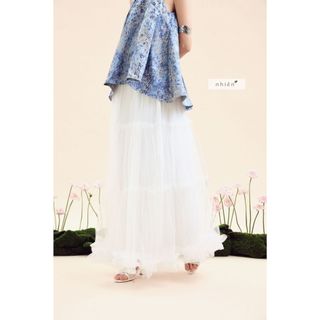 𝐌𝐚̂𝐲 𝐒𝐤𝐢𝐫𝐭 - Chân váy tầng dài thiết kế phối lưới nhien.official NCV00019