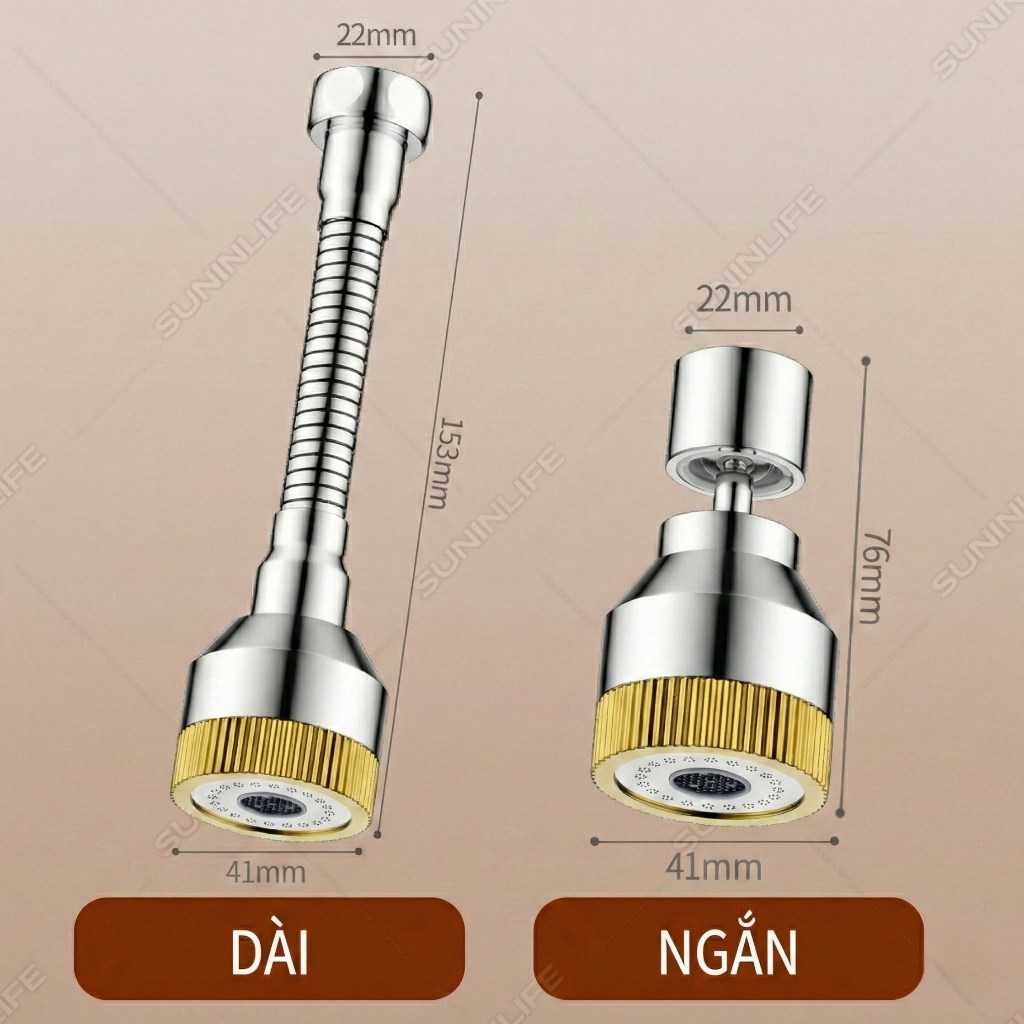 Đầu Nối Vòi Nước tăng áp đồng 3 Chế độ Xoay 360 độ Chống Bắn đầu vòi rửa bát