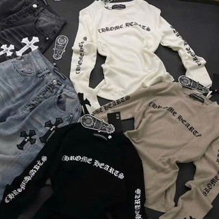 Áo Thun streetwear Cổ tròn In chữ kiểu gothic thời trang style Y2K Nổi Bật