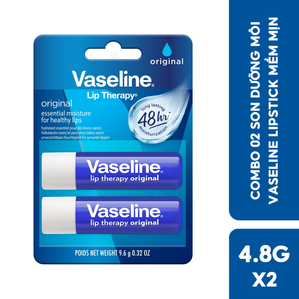 [New 2026] Combo 2 son dưỡng môi Vaseline Lip Stick 4.8g