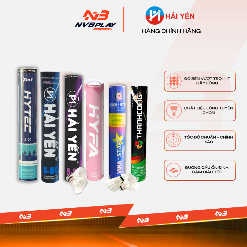Ống Cầu Lông Thành Công 77/ Hải Yến S70/ S80/ S90/ N38/ Vina - 12 Quả - Hàng Chính Hãng