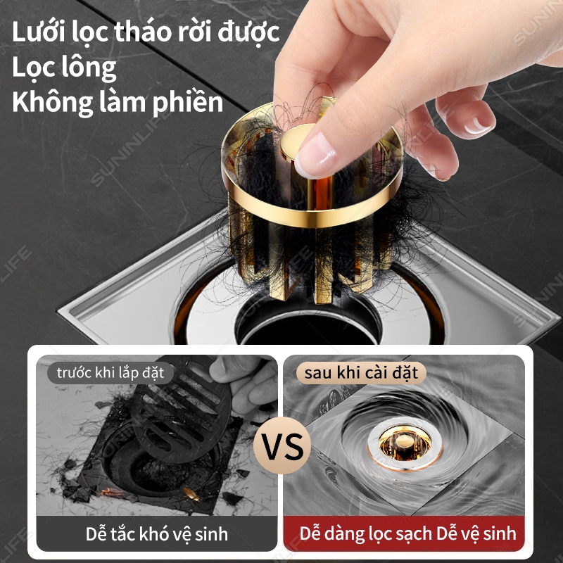Lõi Thoát Sàn Chống Mùi Hôi Từ Tính Thế Hệ Mới - Ngăn Côn Trùng Trào Ngược Thoát Nước Nhanh Inox 304