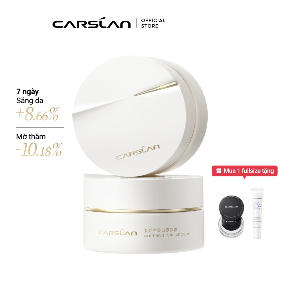 Kem nâng tone dưỡng sáng da, khử sắc vàng tạo hiệu ứng da tự nhiên 24H Carslan Whitening Tone Up Cream 50g