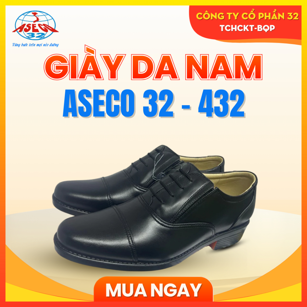 Giày Da Nam Oxford ASECO 432, Da Bò Chống Thấm, Lót Da Tự Nhiên Êm Chân, Đế PU Nhẹ Bền