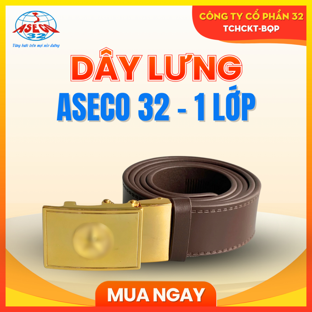 Dây Lưng Da Bò Nam 1 Lớp ASECO, Khóa Tự Động Mạ Đồng Sang Trọng, Thắt Lưng Da Nam Công Sở
