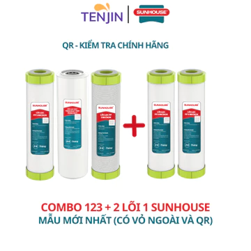 Combo 4 Đến 5 Lõi Lọc Thô 123 SUNHOUSE Chính Hãng Thay Thế Được Cho Máy Lọc Nước RO Dùng Cốc Lọc 10Inch
