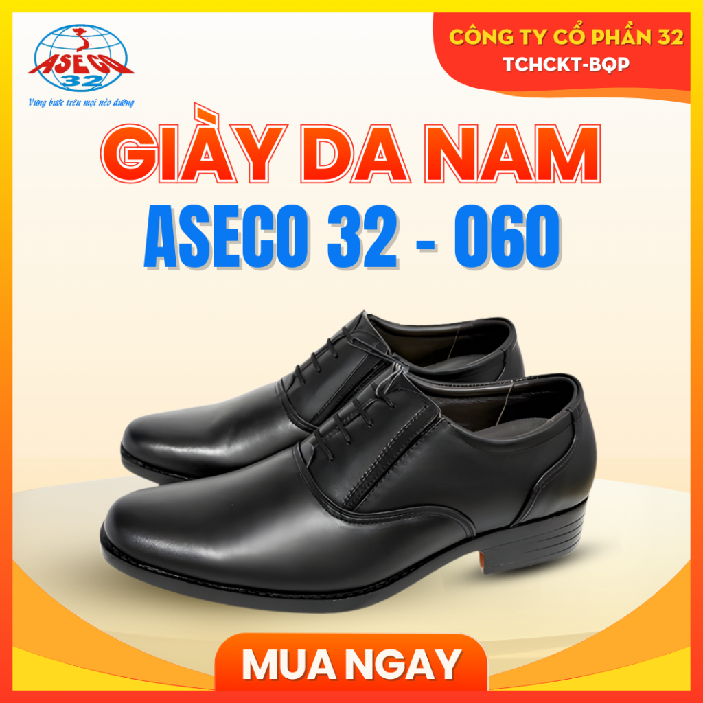 Giày Da Nam Oxford ASECO 060, Da Bò Fullgrain Cao Cấp, Lót Da Cừu Êm Mềm, Đế Nhẹ Bền