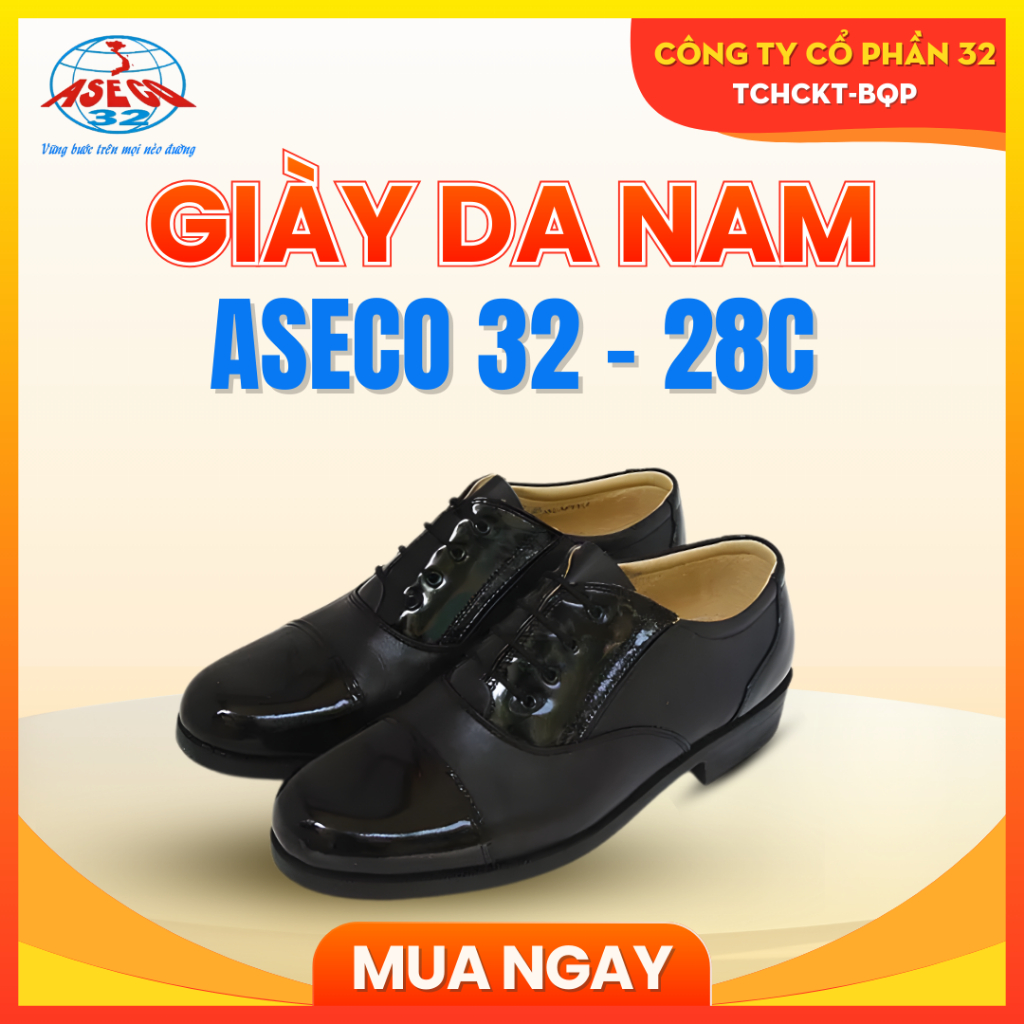 Giày Da Nam Oxford ASECO 28C, Da Bò Chống Thấm, Đế Cao Su Êm Chắc Chống Trượt, Giày Nam Công Sở Lịch Lãm