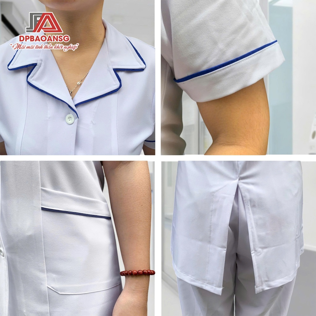 Áo Blouse Nữ Tay Ngắn Form Ngắn Gọn Gàng Thanh Lịch - Cho Dược Sĩ, Điều Dưỡng, Spa, Nail